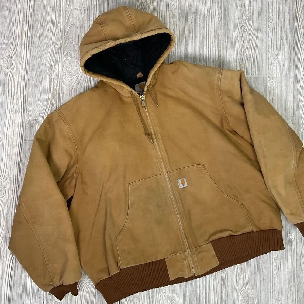 Vintage Y2K Carhartt Men's Size 2XL XXL Brown Chore Jacket Coat Full Zip